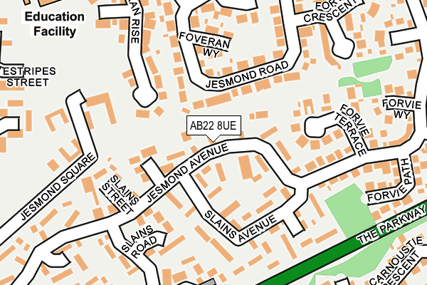 AB22 8UE map - OS OpenMap – Local (Ordnance Survey) AB22 8UE map - OS OpenMap – Local (Ordnance Survey)
