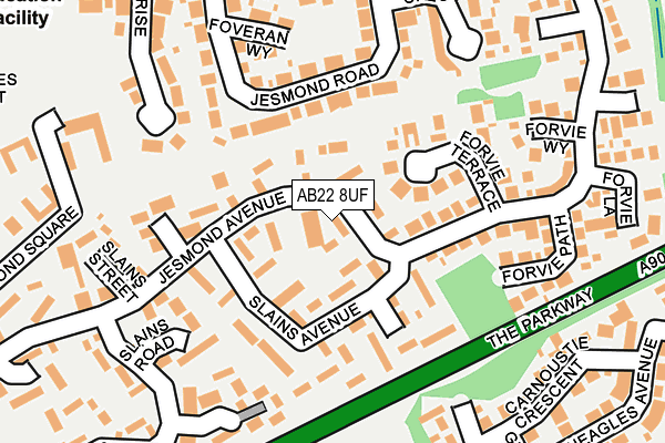 AB22 8UF map - OS OpenMap – Local (Ordnance Survey) AB22 8UF map - OS OpenMap – Local (Ordnance Survey)