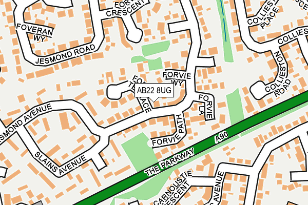 AB22 8UG map - OS OpenMap – Local (Ordnance Survey) AB22 8UG map - OS OpenMap – Local (Ordnance Survey)