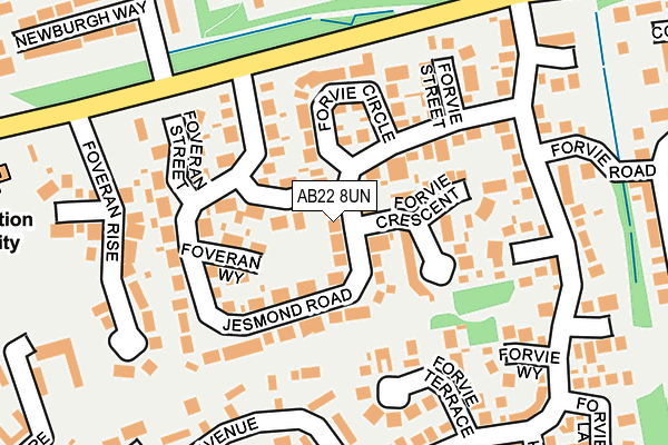 AB22 8UN map - OS OpenMap – Local (Ordnance Survey) AB22 8UN map - OS OpenMap – Local (Ordnance Survey)