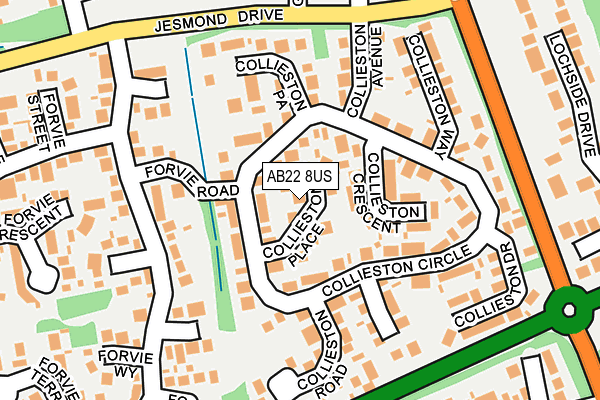 AB22 8US map - OS OpenMap – Local (Ordnance Survey) AB22 8US map - OS OpenMap – Local (Ordnance Survey)