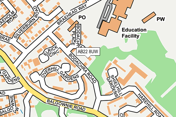 AB22 8UW map - OS OpenMap – Local (Ordnance Survey) AB22 8UW map - OS OpenMap – Local (Ordnance Survey)