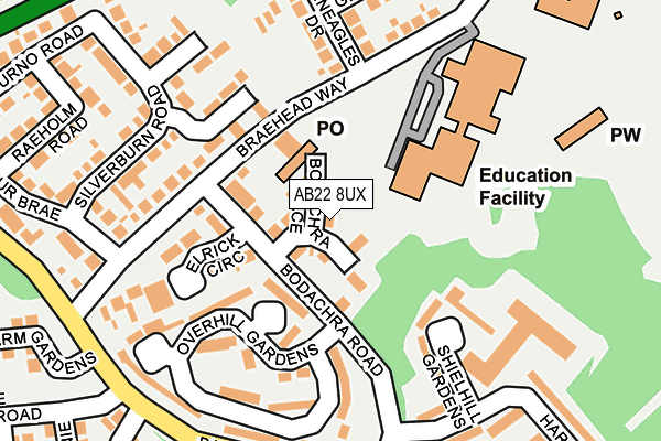 AB22 8UX map - OS OpenMap – Local (Ordnance Survey) AB22 8UX map - OS OpenMap – Local (Ordnance Survey)
