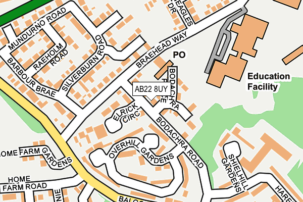 AB22 8UY map - OS OpenMap – Local (Ordnance Survey) AB22 8UY map - OS OpenMap – Local (Ordnance Survey)