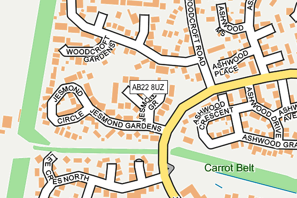 AB22 8UZ map - OS OpenMap – Local (Ordnance Survey) AB22 8UZ map - OS OpenMap – Local (Ordnance Survey)