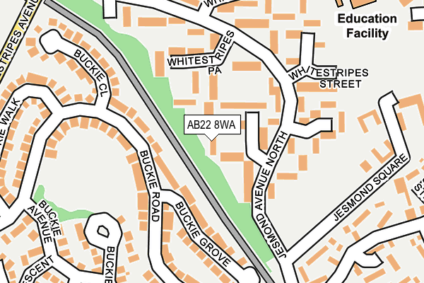 AB22 8WA map - OS OpenMap – Local (Ordnance Survey) AB22 8WA map - OS OpenMap – Local (Ordnance Survey)
