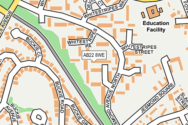 AB22 8WE map - OS OpenMap – Local (Ordnance Survey) AB22 8WE map - OS OpenMap – Local (Ordnance Survey)