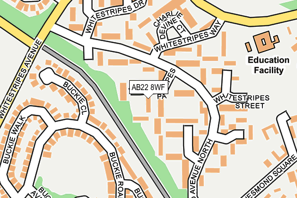 AB22 8WF map - OS OpenMap – Local (Ordnance Survey) AB22 8WF map - OS OpenMap – Local (Ordnance Survey)