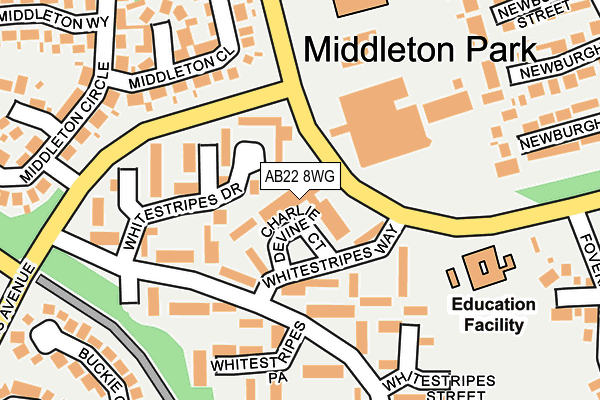 AB22 8WG map - OS OpenMap – Local (Ordnance Survey) AB22 8WG map - OS OpenMap – Local (Ordnance Survey)