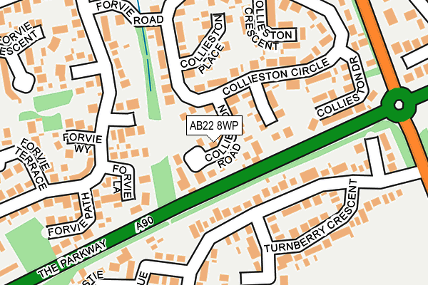 AB22 8WP map - OS OpenMap – Local (Ordnance Survey) AB22 8WP map - OS OpenMap – Local (Ordnance Survey)