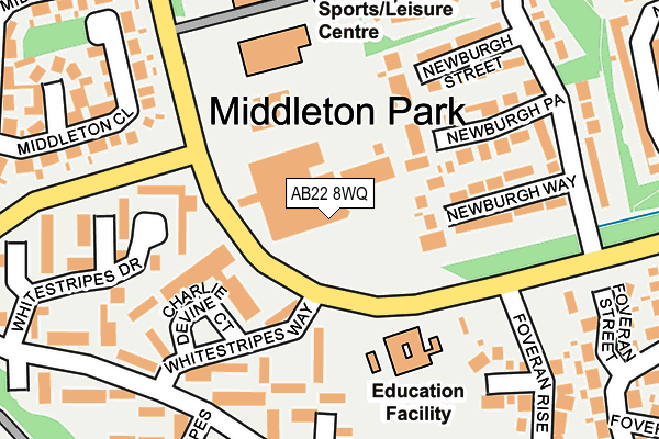 AB22 8WQ map - OS OpenMap – Local (Ordnance Survey) AB22 8WQ map - OS OpenMap – Local (Ordnance Survey)