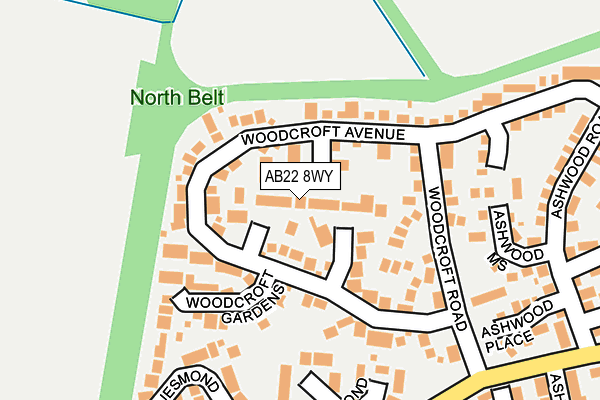 AB22 8WY map - OS OpenMap – Local (Ordnance Survey) AB22 8WY map - OS OpenMap – Local (Ordnance Survey)