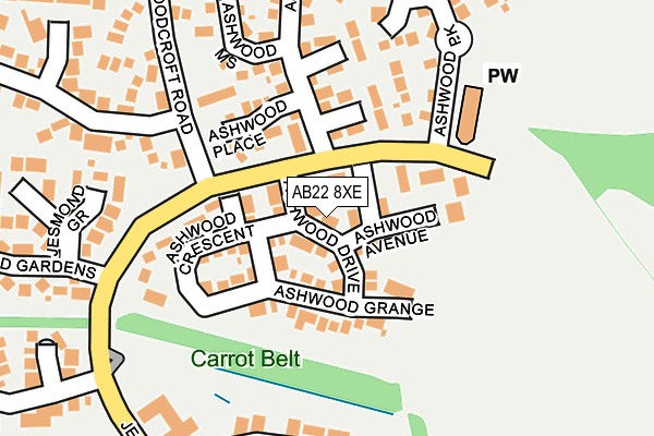 AB22 8XE map - OS OpenMap – Local (Ordnance Survey) AB22 8XE map - OS OpenMap – Local (Ordnance Survey)