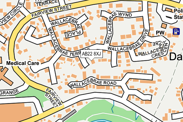 AB22 8XJ map - OS OpenMap – Local (Ordnance Survey)