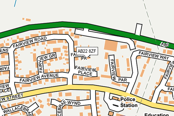 AB22 8ZF map - OS OpenMap – Local (Ordnance Survey) AB22 8ZF map - OS OpenMap – Local (Ordnance Survey)