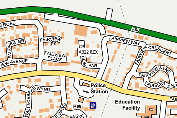 AB22 8ZX map - OS OpenMap – Local (Ordnance Survey) AB22 8ZX map - OS OpenMap – Local (Ordnance Survey)