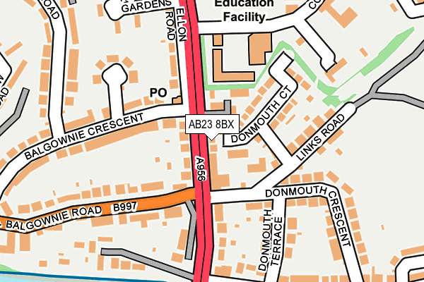 AB23 8BX map - OS OpenMap – Local (Ordnance Survey) AB23 8BX map - OS OpenMap – Local (Ordnance Survey)