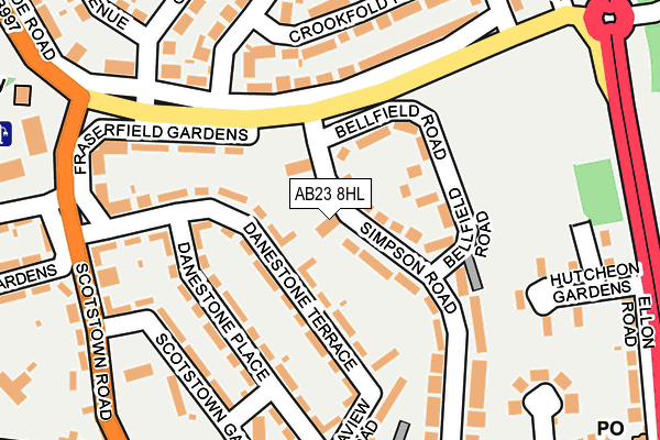 AB23 8HL map - OS OpenMap – Local (Ordnance Survey) AB23 8HL map - OS OpenMap – Local (Ordnance Survey)