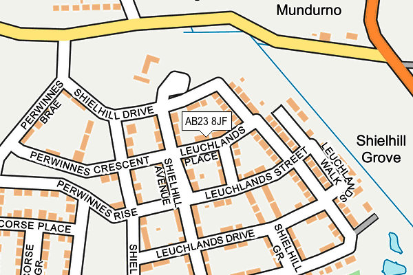 AB23 8JF map - OS OpenMap – Local (Ordnance Survey) AB23 8JF map - OS OpenMap – Local (Ordnance Survey)