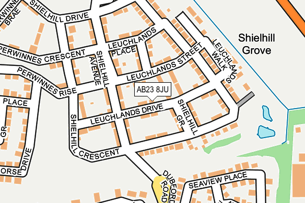 AB23 8JU map - OS OpenMap – Local (Ordnance Survey) AB23 8JU map - OS OpenMap – Local (Ordnance Survey)