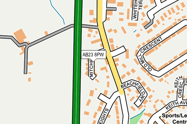 AB23 8PW map - OS OpenMap – Local (Ordnance Survey) AB23 8PW map - OS OpenMap – Local (Ordnance Survey)
