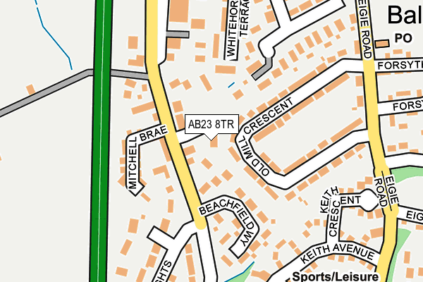 AB23 8TR map - OS OpenMap – Local (Ordnance Survey) AB23 8TR map - OS OpenMap – Local (Ordnance Survey)