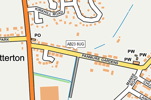 AB23 8UG map - OS OpenMap – Local (Ordnance Survey) AB23 8UG map - OS OpenMap – Local (Ordnance Survey)