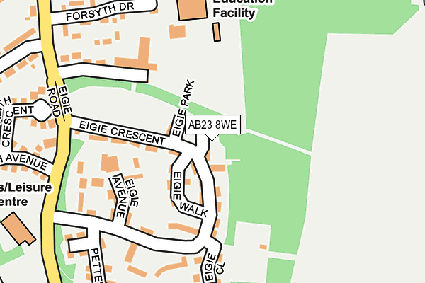 AB23 8WE map - OS OpenMap – Local (Ordnance Survey) AB23 8WE map - OS OpenMap – Local (Ordnance Survey)