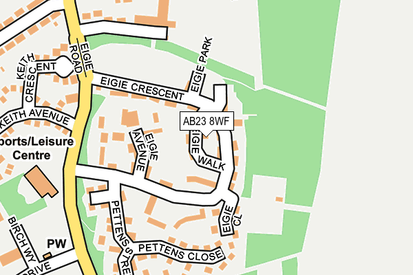 AB23 8WF map - OS OpenMap – Local (Ordnance Survey) AB23 8WF map - OS OpenMap – Local (Ordnance Survey)