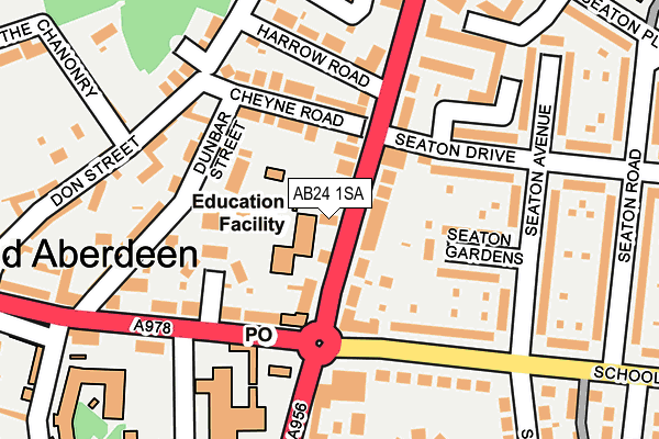 AB24 1SA map - OS OpenMap – Local (Ordnance Survey) AB24 1SA map - OS OpenMap – Local (Ordnance Survey)