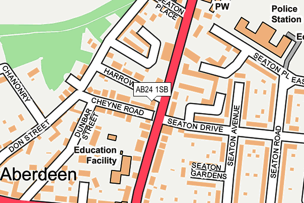 AB24 1SB map - OS OpenMap – Local (Ordnance Survey) AB24 1SB map - OS OpenMap – Local (Ordnance Survey)