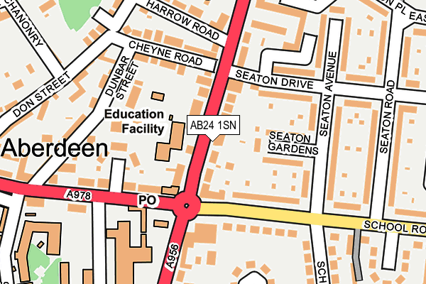 AB24 1SN map - OS OpenMap – Local (Ordnance Survey) AB24 1SN map - OS OpenMap – Local (Ordnance Survey)