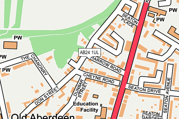 AB24 1UL map - OS OpenMap – Local (Ordnance Survey) AB24 1UL map - OS OpenMap – Local (Ordnance Survey)
