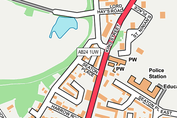 AB24 1UW map - OS OpenMap – Local (Ordnance Survey) AB24 1UW map - OS OpenMap – Local (Ordnance Survey)