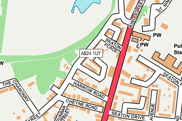 AB24 1UY map - OS OpenMap – Local (Ordnance Survey) AB24 1UY map - OS OpenMap – Local (Ordnance Survey)