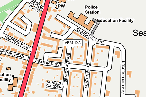 AB24 1XA map - OS OpenMap – Local (Ordnance Survey) AB24 1XA map - OS OpenMap – Local (Ordnance Survey)