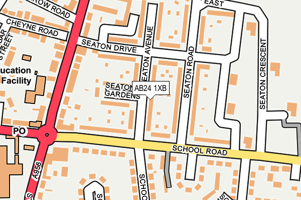 AB24 1XB map - OS OpenMap – Local (Ordnance Survey) AB24 1XB map - OS OpenMap – Local (Ordnance Survey)