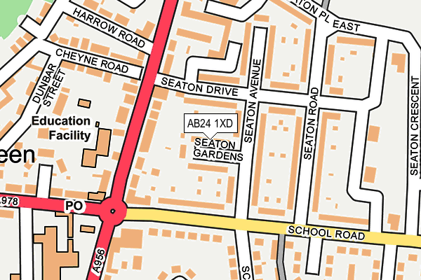 AB24 1XD map - OS OpenMap – Local (Ordnance Survey) AB24 1XD map - OS OpenMap – Local (Ordnance Survey)