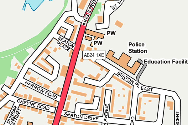 AB24 1XE map - OS OpenMap – Local (Ordnance Survey) AB24 1XE map - OS OpenMap – Local (Ordnance Survey)