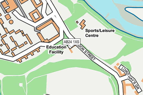 AB24 1XS map - OS OpenMap – Local (Ordnance Survey) AB24 1XS map - OS OpenMap – Local (Ordnance Survey)