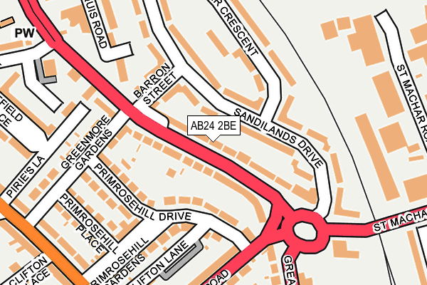 AB24 2BE map - OS OpenMap – Local (Ordnance Survey) AB24 2BE map - OS OpenMap – Local (Ordnance Survey)