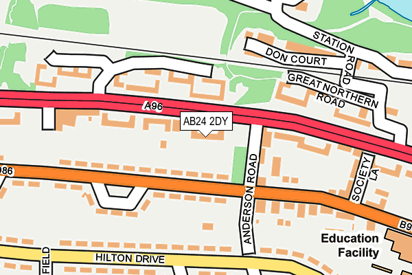 AB24 2DY map - OS OpenMap – Local (Ordnance Survey)