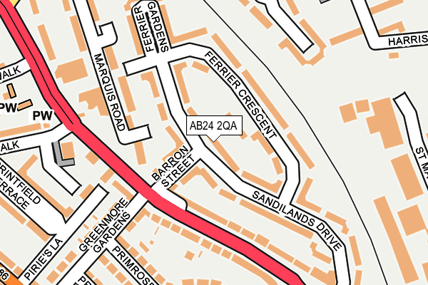 AB24 2QA map - OS OpenMap – Local (Ordnance Survey) AB24 2QA map - OS OpenMap – Local (Ordnance Survey)
