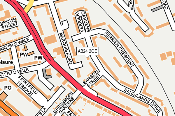 AB24 2QE map - OS OpenMap – Local (Ordnance Survey) AB24 2QE map - OS OpenMap – Local (Ordnance Survey)