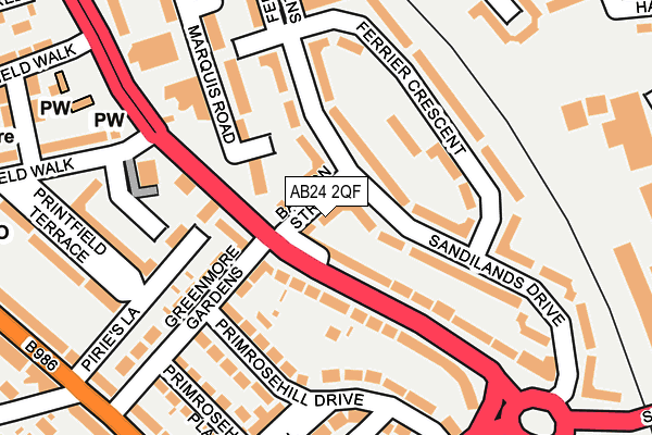 AB24 2QF map - OS OpenMap – Local (Ordnance Survey) AB24 2QF map - OS OpenMap – Local (Ordnance Survey)