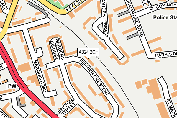 AB24 2QH map - OS OpenMap – Local (Ordnance Survey) AB24 2QH map - OS OpenMap – Local (Ordnance Survey)