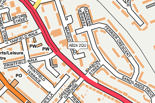AB24 2QU map - OS OpenMap – Local (Ordnance Survey) AB24 2QU map - OS OpenMap – Local (Ordnance Survey)