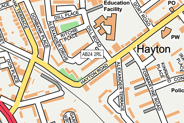 AB24 2RL map - OS OpenMap – Local (Ordnance Survey) AB24 2RL map - OS OpenMap – Local (Ordnance Survey)