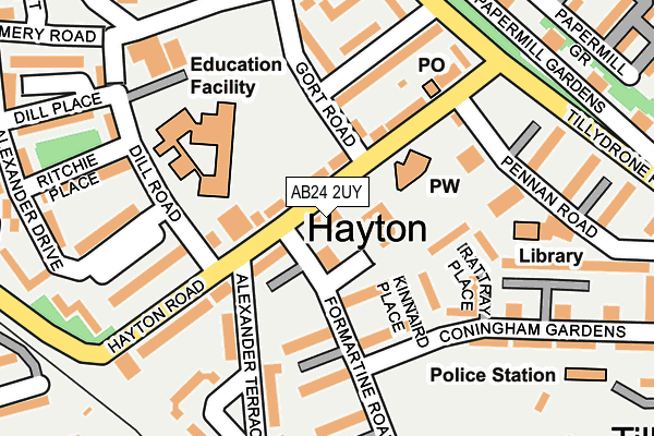 AB24 2UY map - OS OpenMap – Local (Ordnance Survey) AB24 2UY map - OS OpenMap – Local (Ordnance Survey)