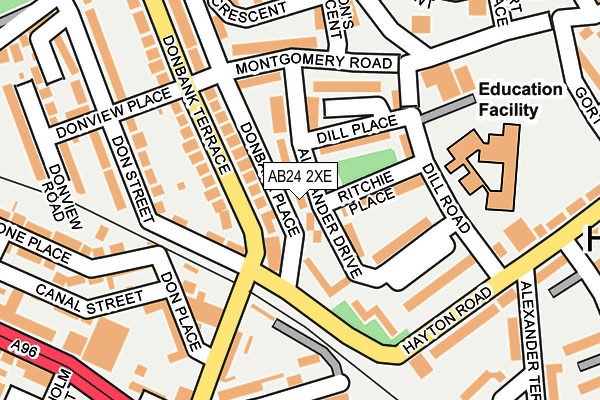 AB24 2XE map - OS OpenMap – Local (Ordnance Survey) AB24 2XE map - OS OpenMap – Local (Ordnance Survey)